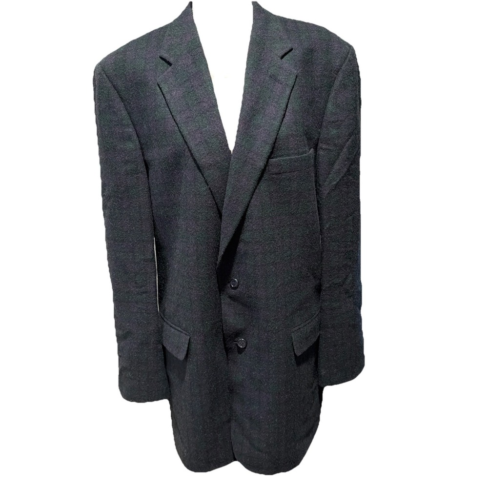Brooks Brothers Camel Hair Blazer Suit Jacket 44 X-long Plaid Green Blue